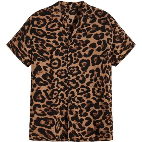 Men's Striped Shirts Casual Short Sleeve Button Down Shirts - Picture 1 of 5